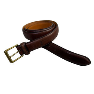 Polo Ralph Lauren Leather Belt 42 Mens Brass Buckle Preppy Classic Embossed Pony